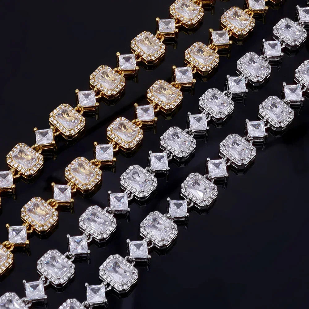 Geometric Zircon Chain Necklace Hip Hop Jewelry for Women | Caratix Jewelry - CaratixJewelry